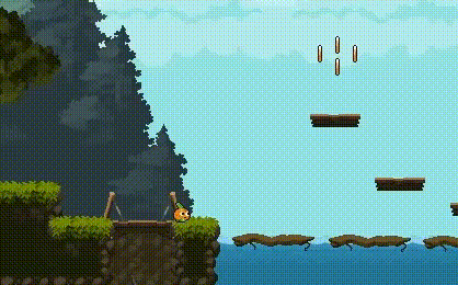Exemplo de player passando pelos tipos de plataforma